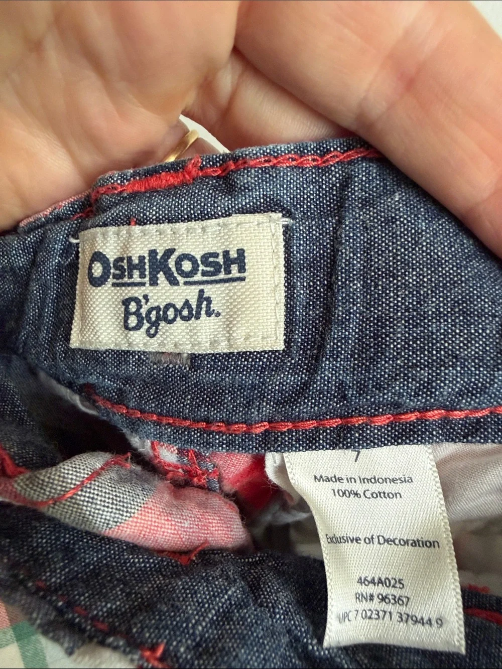 OshKosh B’gosh Plaid Shorts Boys Size 7 Red Blue Madras Cotton